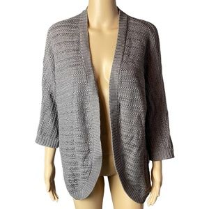 Chico's Gray Knit Open Cardigan Sweater size 2 = size L